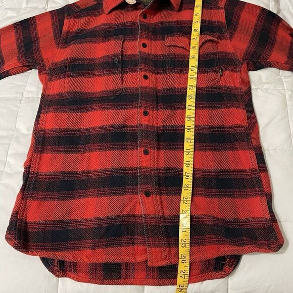 Burton Shirt Men Small Red Blk Dryride Button Front Flannel Plaid Cotton Utilit… - Picture 4 of 8